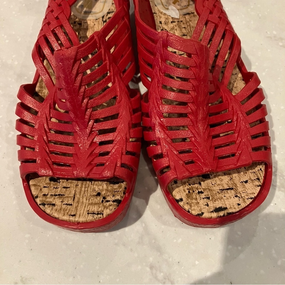 NEW vintage Sandak red sandals.  Made in corona california!
